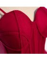 Burgundy Ruffled Tulle Prom Dress Ballgown with Corset Top - MX16099