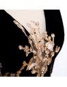 Black Tulle Evening Formal Dress Vneck with Bling Sequins - MX16091