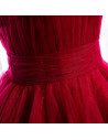 Burgundy Tulle Party Dress Tiered Ruffles with Straps - MX16040