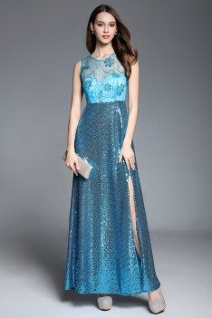 Sequins And Embroidery Long Party Dress