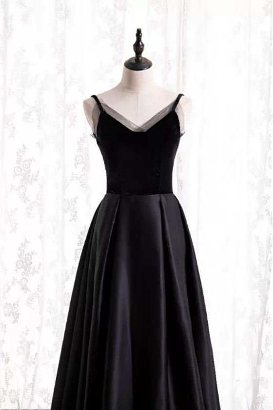 Long Black Formal Evening Dress Pleated with Straps - $93.9816 #MX16124 ...
