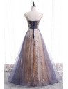 Illusion Round Neck Dusty Tulle Prom Dress with Bling - MX16022
