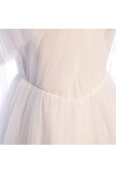 Pretty White Aline Long Tulle Formal Dress with Straps - MX16100