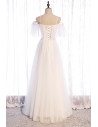 Pretty White Aline Long Tulle Formal Dress with Straps - MX16100