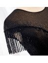 Formal Long Black Evening Dress with Sheer Neckline Beadings - MX16080