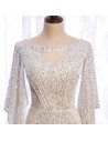 Goddess White Sequins Evening Dress with Dolman Sleeves - MX16114