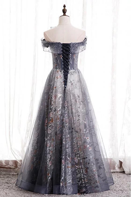 Purple grey prom on sale dress