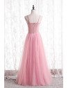 Simple Pink Tulle Prom Dress Aline with Spaghetti Straps - MX16120