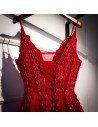 Sequined Appliques Aline Tulle Prom Dress with Spaghetti Straps - MX16037
