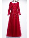 Beautiful Aline Long Party Dress Long Sleeved with Appliques - MX16084