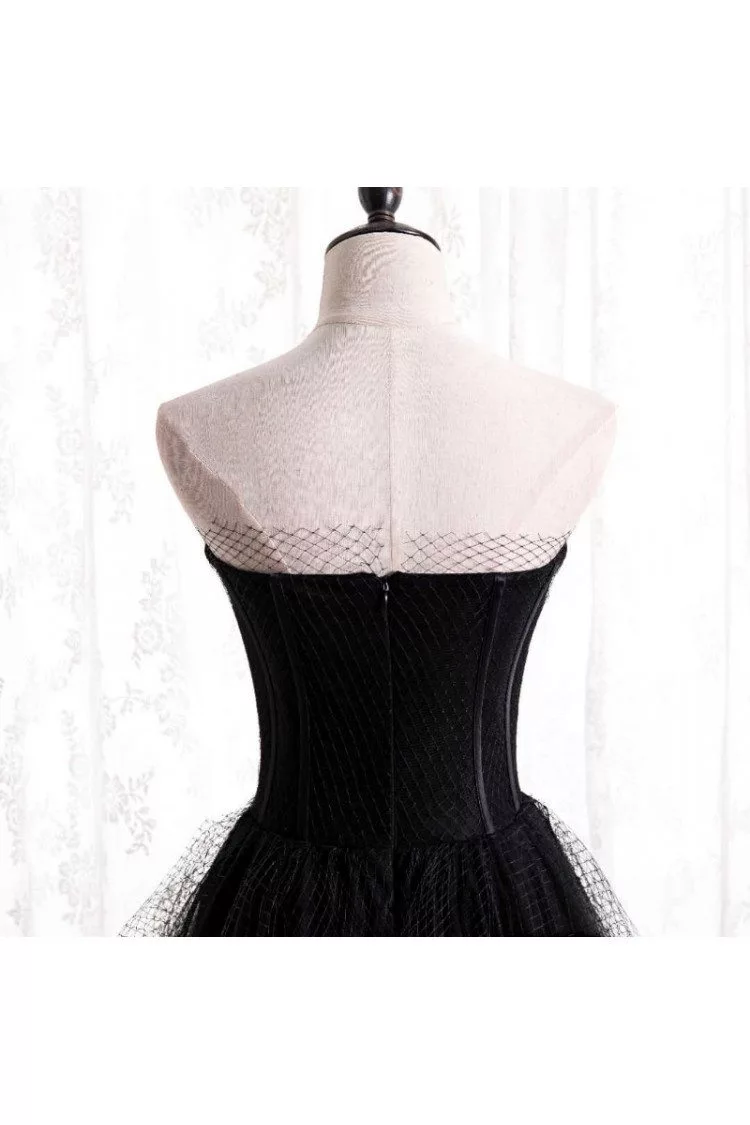 Gothic Black Corset Prom Dress Ballgown with Mesh Tulle