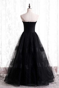 Gothic Black Corset Prom Dress Ballgown with Mesh Tulle - MX16127