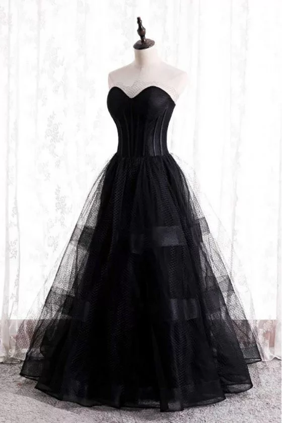 Simple Sleeveless V Neck White Tulle Party Dress with Black Satin