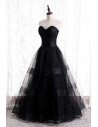 Gothic Black Corset Prom Dress Ballgown with Mesh Tulle - MX16127