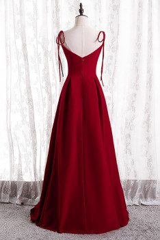 Simple Satin Formal Dress Pleated with Strappy Straps - MX16115