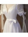 Retro Polka Dot White Tea Length Party Dress with Sash - MX16129