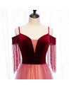 Aline Velvet with Tulle Long Bling Prom Dress with Straps - MX16001