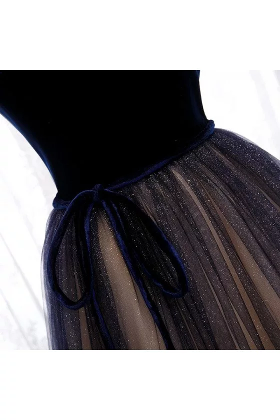 strapless open back dress Strapless A-Line Black Ruffle Long Prom Dress – FancyVestido