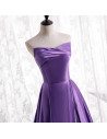 Purple Simple Satin Strapless Evening Dress with Laceup - MX16123