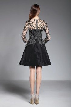 Little Black 3/4 Sleeve Short Dress - DK375