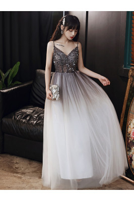 Ombre Long Tulle Prom Dress...