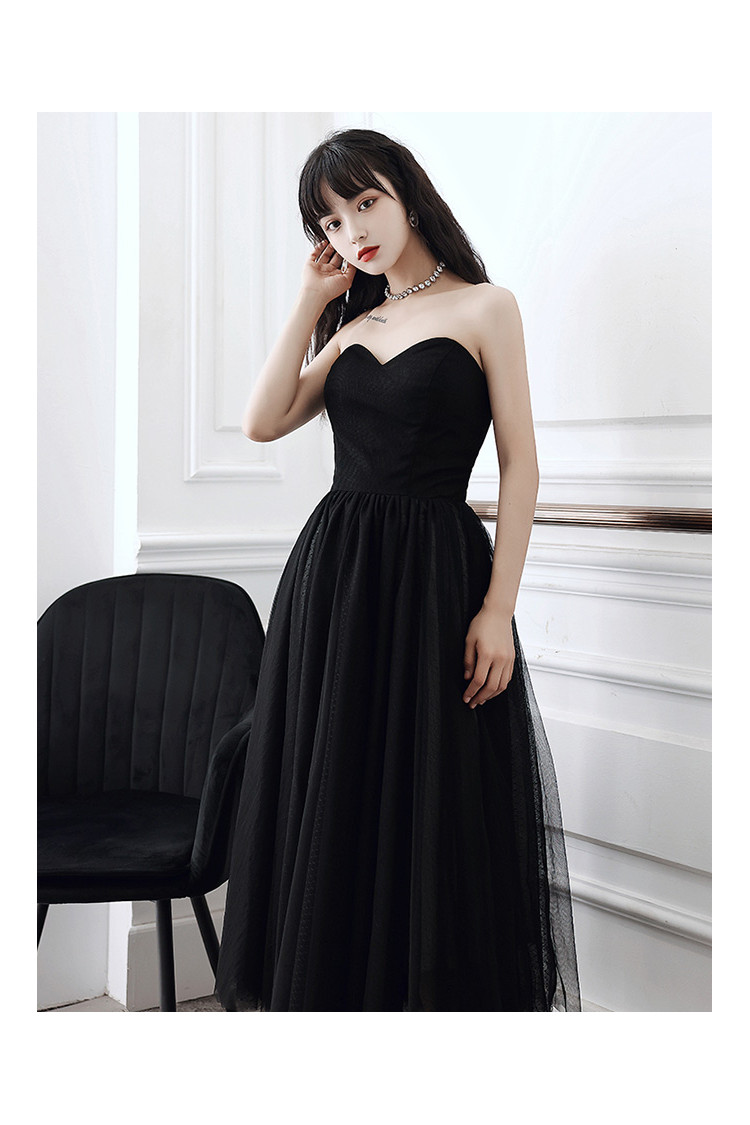 Strapless Simple Tulle Black Party Dress - $89.9784 #AM6104 - SheProm.com