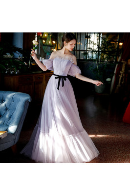 Simple Tulle Pleated Long...