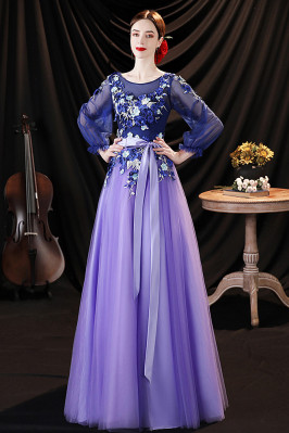 Floral Blue Purple Prom...