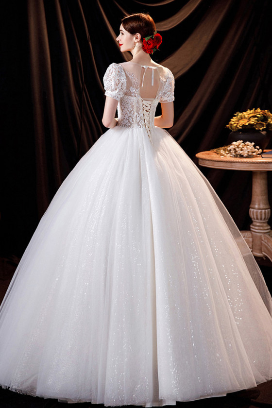 Fairytale Shiny Tulle Ballgown Princess Prom Wedding Dress with Lace Beading Top - $192.492 #P74093 - SheProm.com Fairytale Shiny Tulle Ballgown Princess Prom Wedding Dress with Lace Beading Top - $192.492 #P74093 - SheProm.com