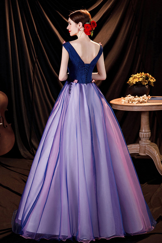 prom princess purple ball gown