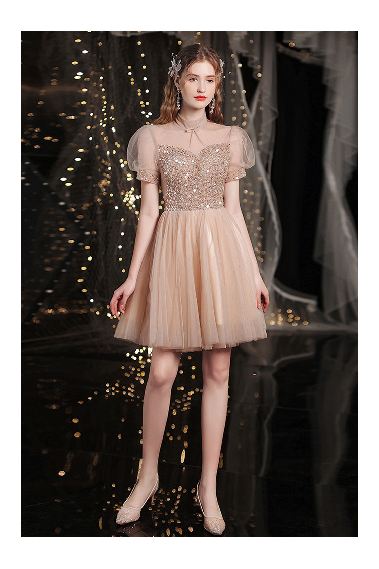 champagne short cocktail dress