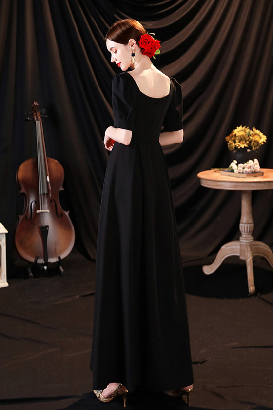 Modest Simple Long Black Evening Dress with Sleeves - $96.4872 #P74159 ...