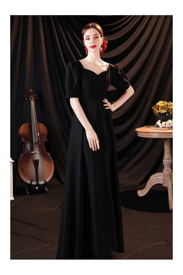 Simple Black Chiffon Backless Deep V Neck A line Long Prom Dress – Pgmdress