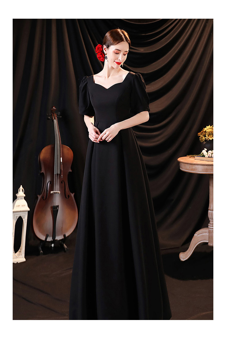Modest Simple Long Black Evening Dress with Sleeves - $96.4872 #P74159 ...