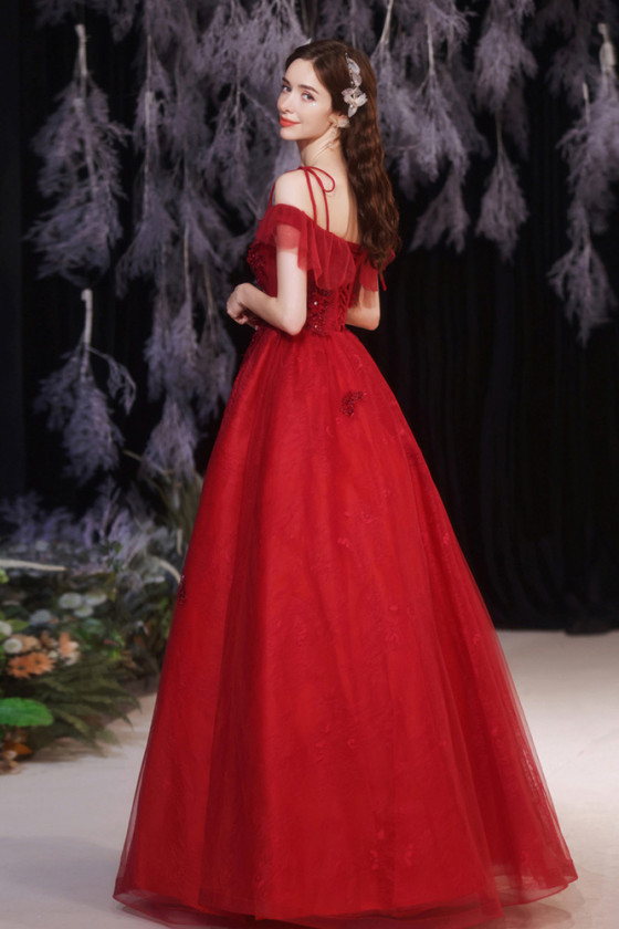 Niulatu Sheath Spaghetti Straps Burgundy Lace Ankle Length Prom Dresses Birthday Outfits SD480