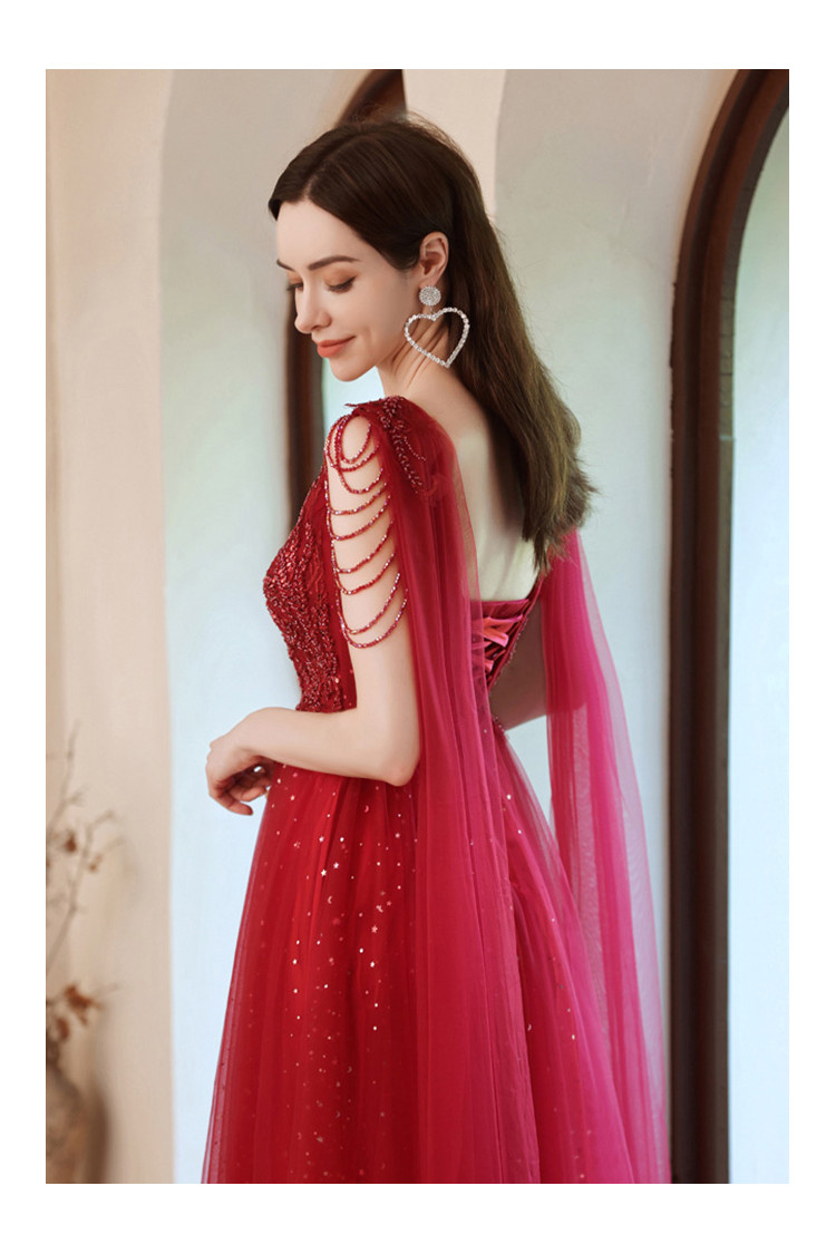 Red beadwork cocktail gown – Ricco India