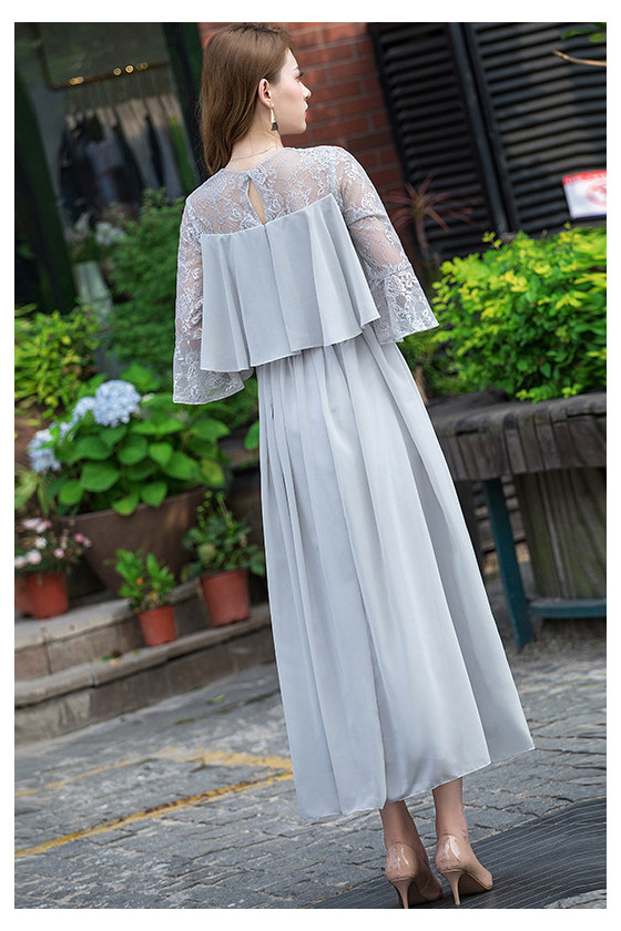 Chiffon Maxi Summer Semi Formal Dress With Sleeves - $64.4832 #S1401 -  SheProm.com
