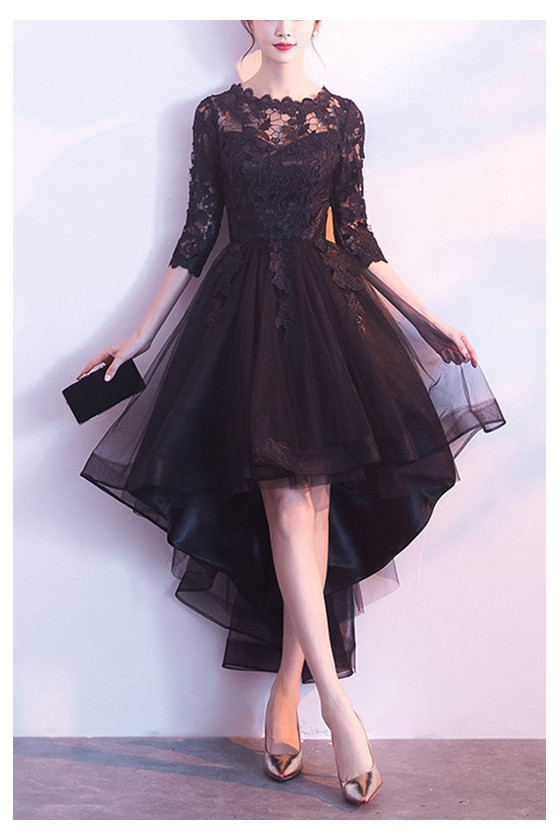 Lace Sleeved Semi Party Dress With Sleeves