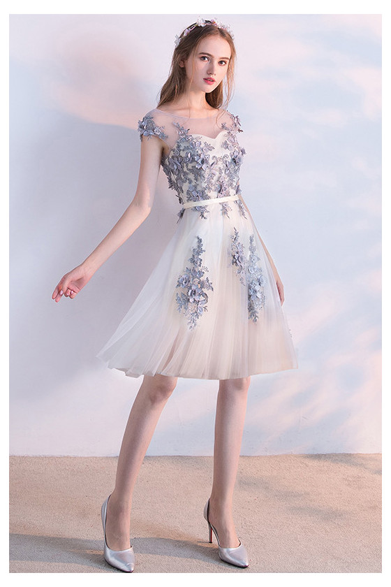 Flowy Tulle Aline Homecoming Party Dress With Appliques