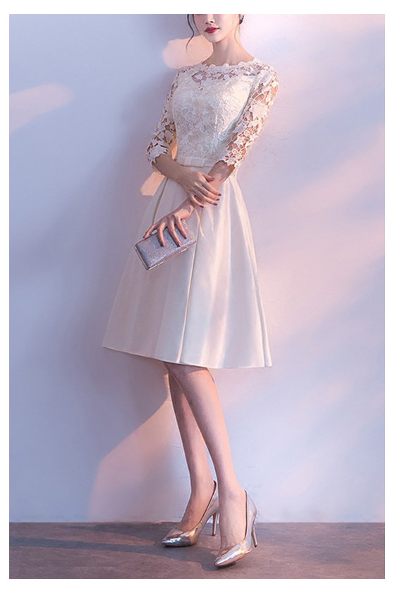 Elegant Aline Lace Homecoming Dress With Lace Half Sleeves - $62.4816 #S1449 - SheProm.com Elegant Aline Lace Homecoming Dress With Lace Half Sleeves - $62.4816 #S1449 - SheProm.com