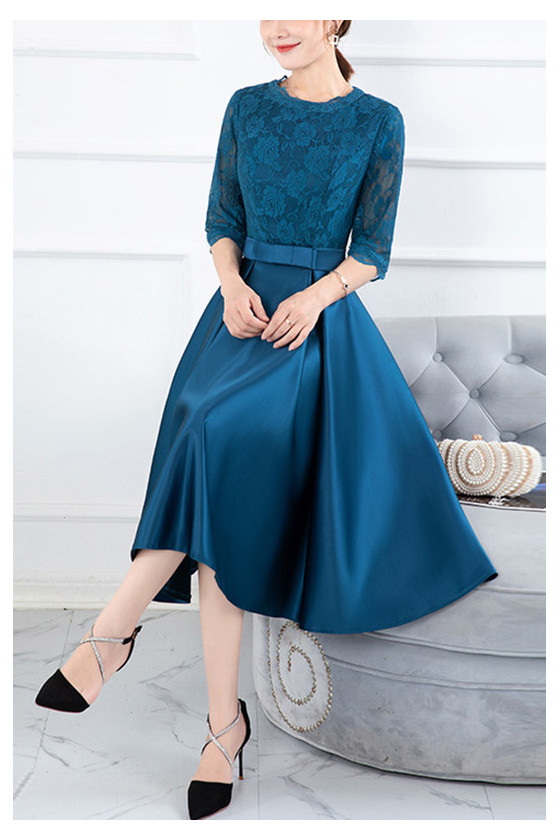 Aline Tea Length Midi Wedding Guest Dress With Sleeves - $53.4816 # ...