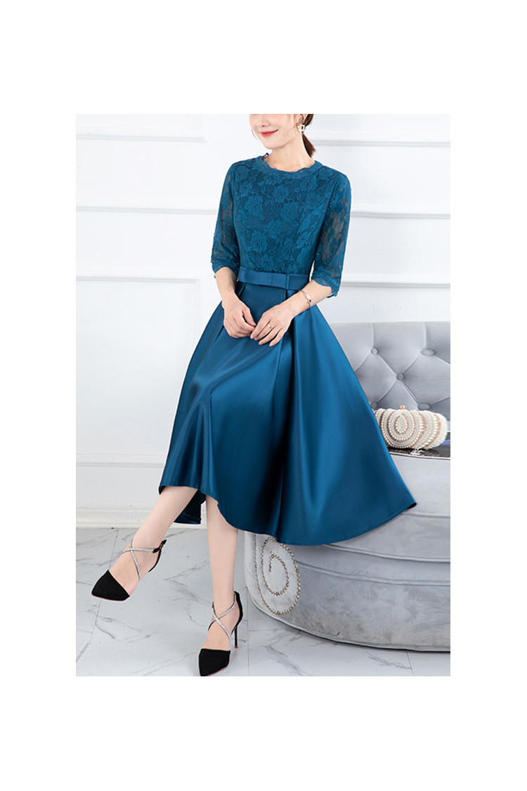 Aline Tea Length Midi Wedding Guest Dress With Sleeves 53.4816 