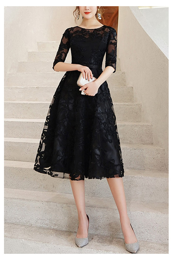 Elegant Lace Knee Length Wedding Party Dress With Half Sleeves - $62. ...