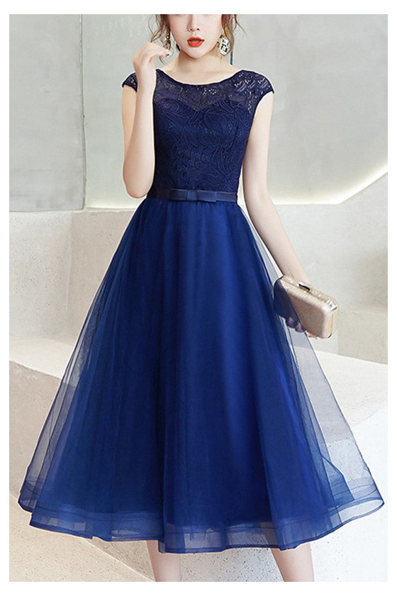 Tea Length Aline Tulle Homecoming Party Dress With Sash