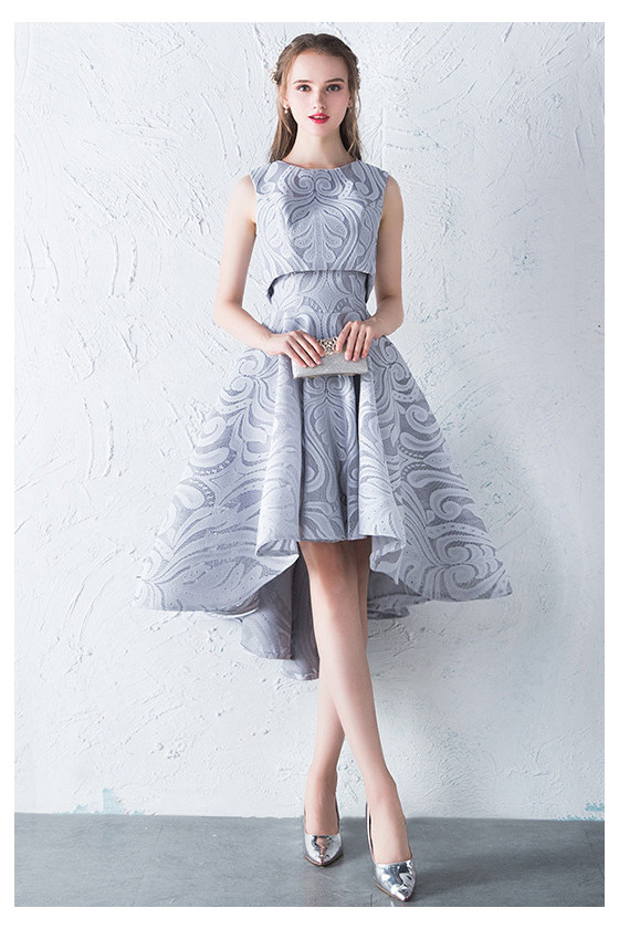 Unique Grey High Low Homecoming Party Dress Two Pieces