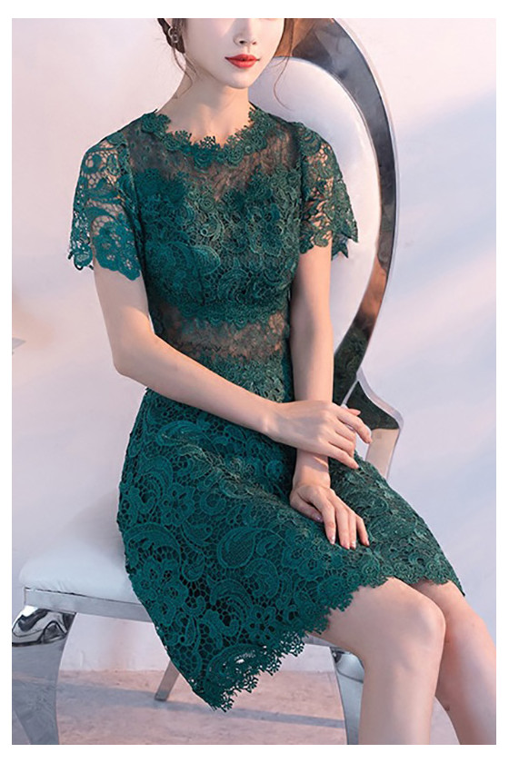 Green Lace Short Homecoming Dress With Short Sleeves - $53.4816 #S1602 - SheProm.com Green Lace Short Homecoming Dress With Short Sleeves - $53.4816 #S1602 - SheProm.com
