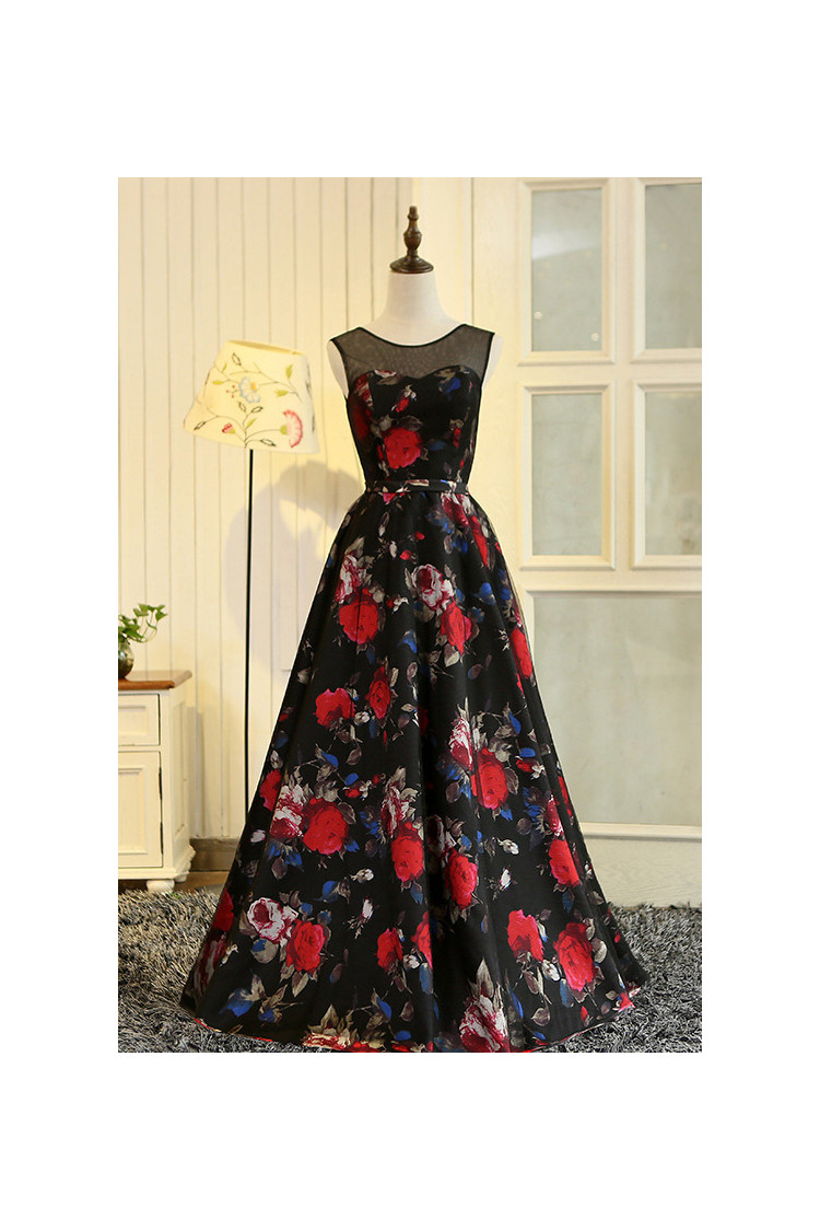 Unique Floral Prints Long Aline Prom Dress Sleeveless - $88.4808 #S1607 ...