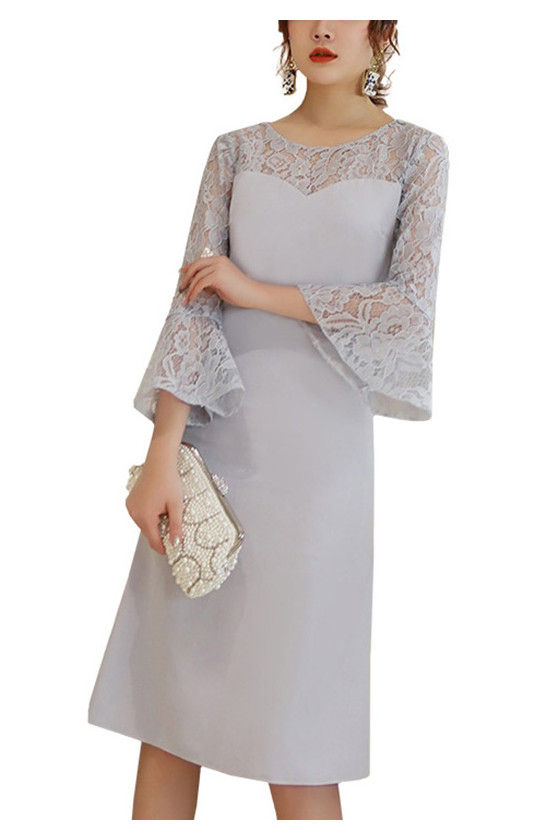 Comfy Knee Length Wedding Party Dress With Lace Sleeves