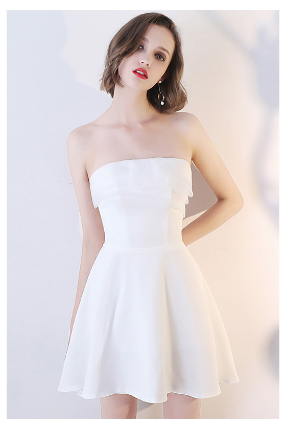 Strapless Cute Short Homecoming Party Little White Dress