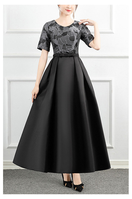 Women Pleated Tea Length Party Dress With Short Sleeves - $70.4808 #S1654 -  SheProm.com